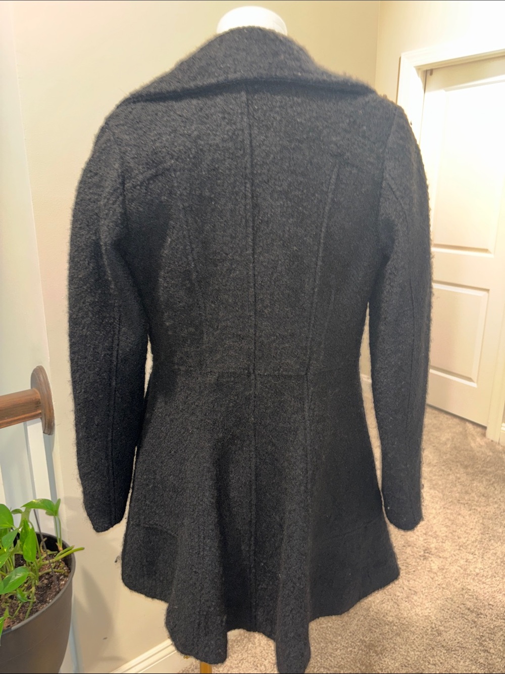 Guess Black Wool-Blend Zip-Front Trench Coat - Picture 3 of 3